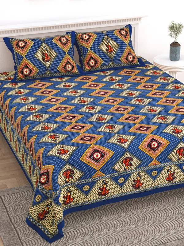 _100%_Cotton_King_Jaipuri_Prints_Flat_Bedsheet_(Pack_of_1,_Multicolor)