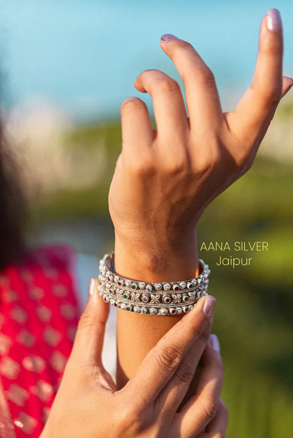 925_Pure_Sterling_Silver_|_Saundarya_Detailed_Bangle_|_Well_Stamped_&_Hallmarked