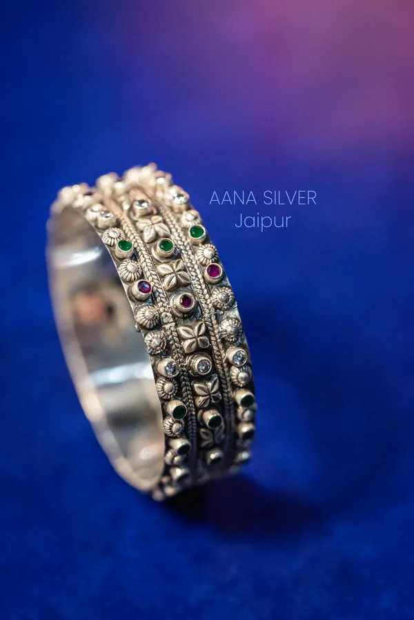 925_Pure_Sterling_Silver_|_Saundarya_Detailed_Bangle_|_Well_Stamped_&_Hallmarked