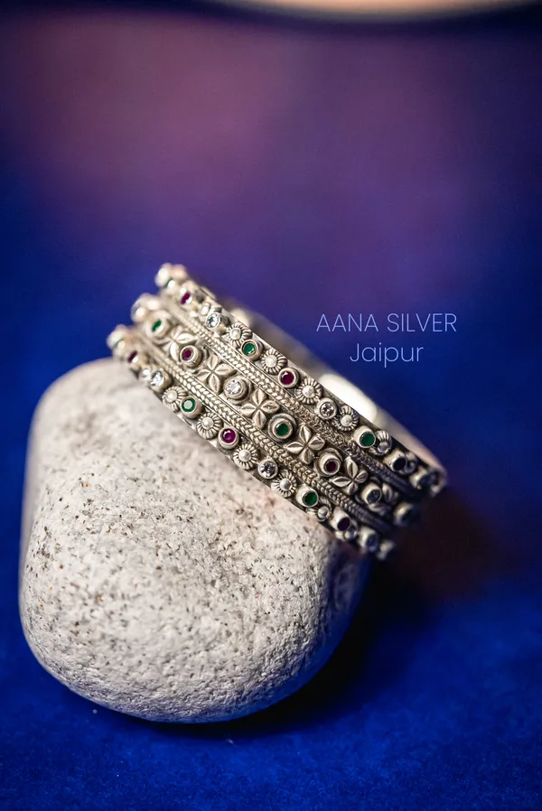 925_Pure_Sterling_Silver_|_Saundarya_Detailed_Bangle_|_Well_Stamped_&_Hallmarked