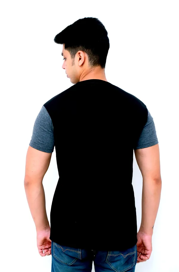 Black_Cotton_Blend_Colorblock_T-Shirt_For_Men