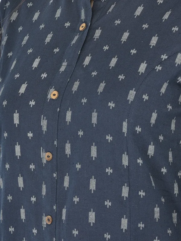 Navy_Blue_Cotton_Ikat_Printed_A-line_Kurta