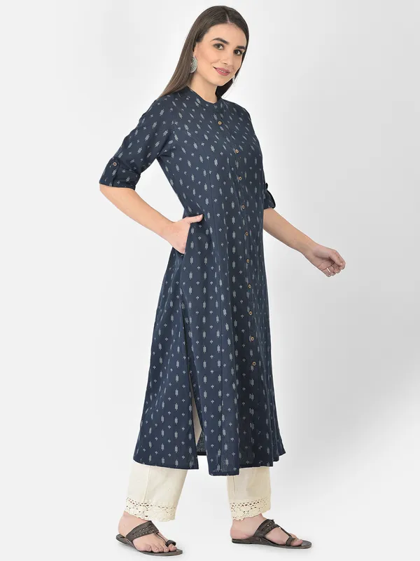 Navy_Blue_Cotton_Ikat_Printed_A-line_Kurta
