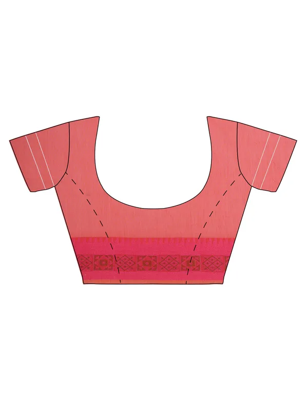 Light_Red_Cotton_Blend_Banarasi_Sarees_For_Women