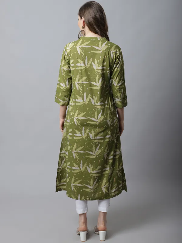 Green_Pure_Cotton_Printed_A-line_Kurta