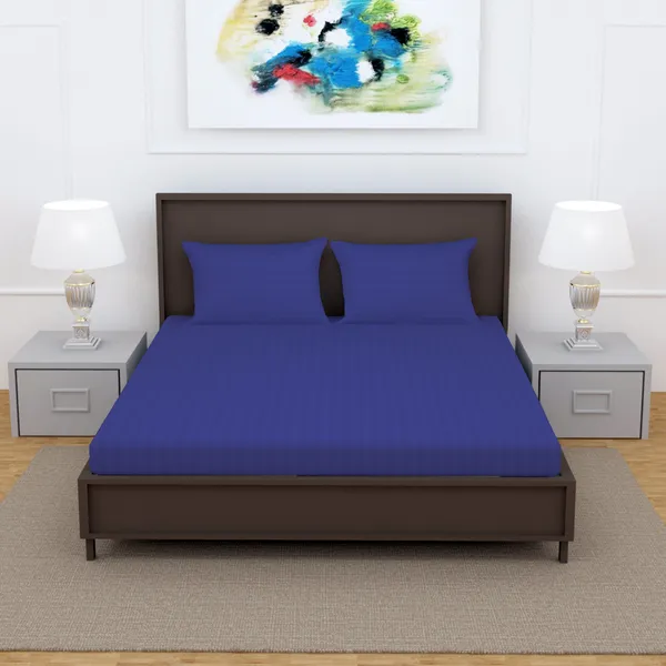 _100%_Cotton_220_TC_Italian_Stripes_Flat_King_Size_Bedsheet_With_2_Pillow_Cover_(108_x_108_Inch,_ROYAL_BLUE)