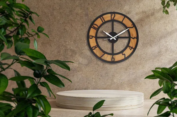 LASER_CUT_WOODEN_WALL_CLOCK_IVORY_BLACK_PSM_1110