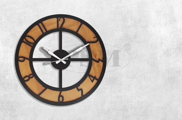 LASER_CUT_WOODEN_WALL_CLOCK_IVORY_BLACK_PSM_1110
