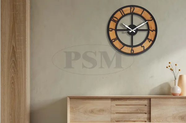 LASER_CUT_WOODEN_WALL_CLOCK_IVORY_BLACK_PSM_1110