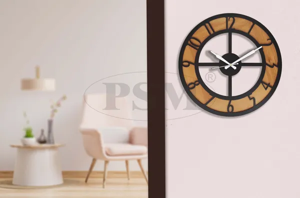 LASER_CUT_WOODEN_WALL_CLOCK_IVORY_BLACK_PSM_1110