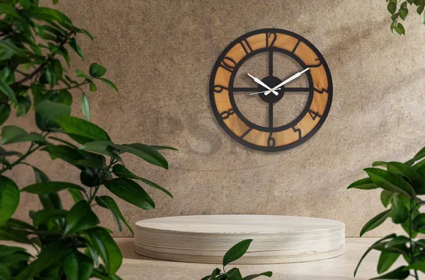 LASER_CUT_WOODEN_WALL_CLOCK_IVORY_BLACK_PSM_1110