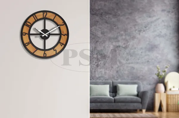 LASER_CUT_WOODEN_WALL_CLOCK_IVORY_BLACK_PSM_1110