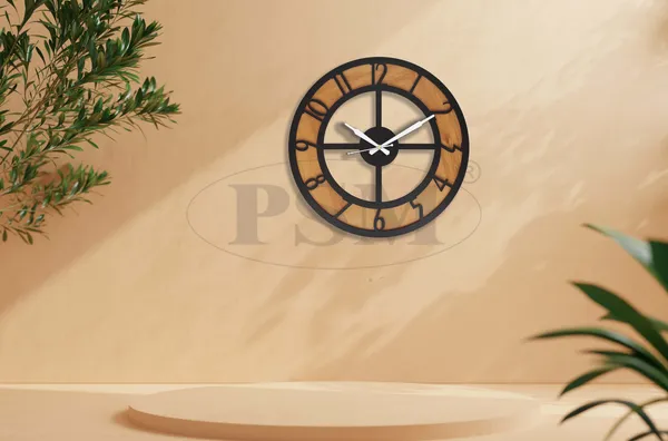 LASER_CUT_WOODEN_WALL_CLOCK_IVORY_BLACK_PSM_1110