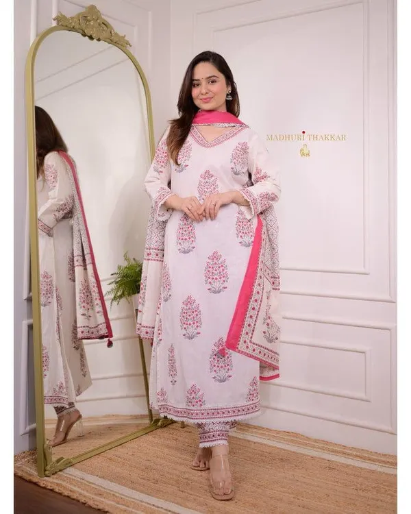 Lilac_Ivory_Cotton_Kurta_&_Afghani_Pant_With_Dupatta_Set_For_Women
