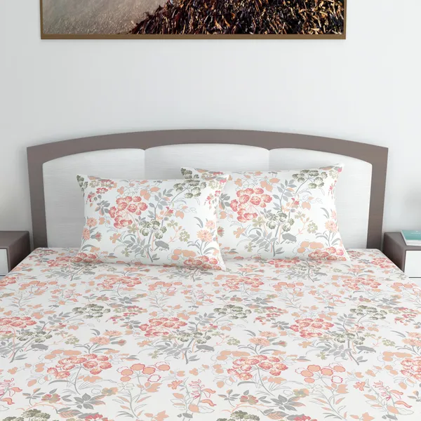 120_TC_Cotton_Lilac_Birch_King_Size_Bed_sheet_with_2_Pillow_Covers_(270_x_270_CM)_Papaya_Punch
