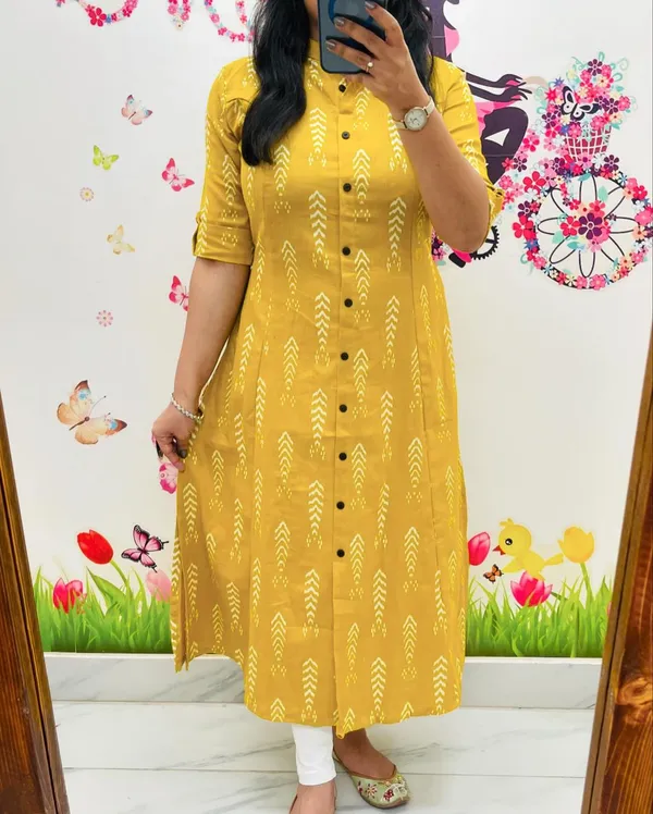 Yellow_Cotton_Kurta_And_Pant_Co-Ord_Set_For_Women