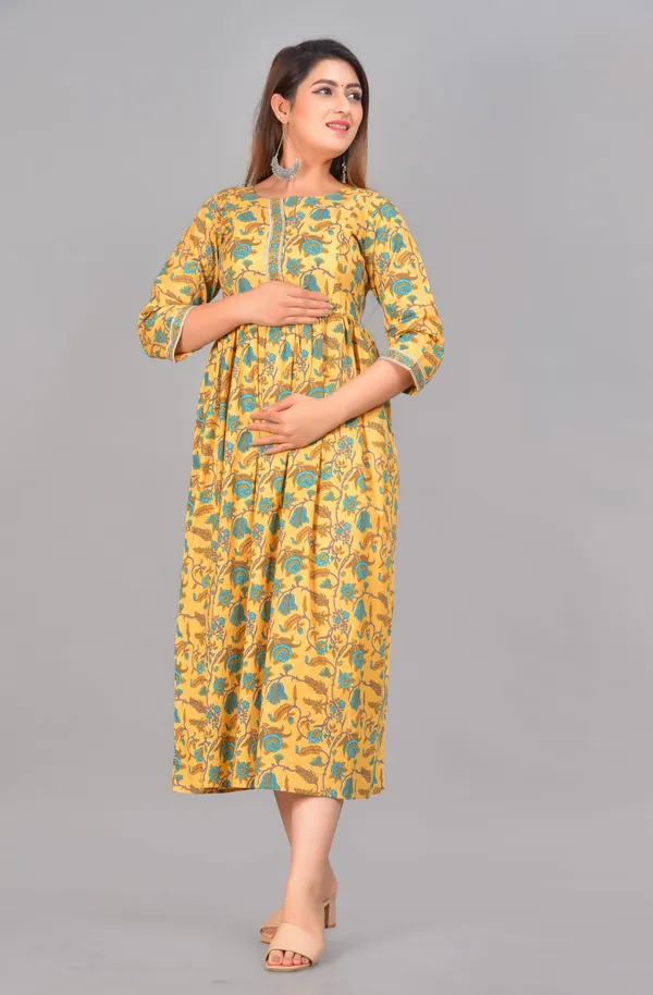 Maternity_Women_A-line_Yellow_Dress