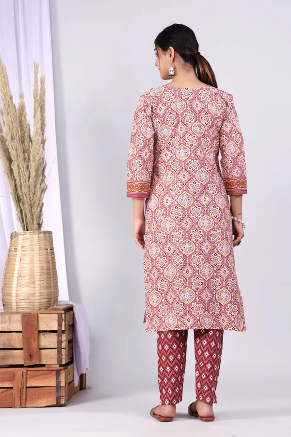 Dark_Peach_Pure_Cotton_Block_Printed_Casual_Wear_Kurti_For_Women