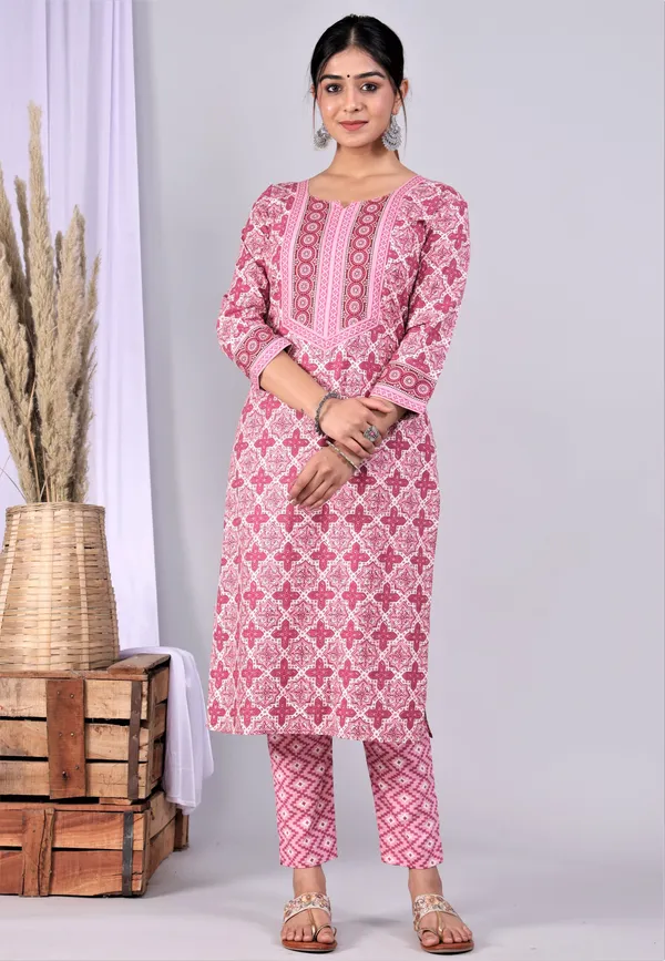Pink_Pure_Cotton_Block_Printed_Casual_Wear_Kurti_For_women
