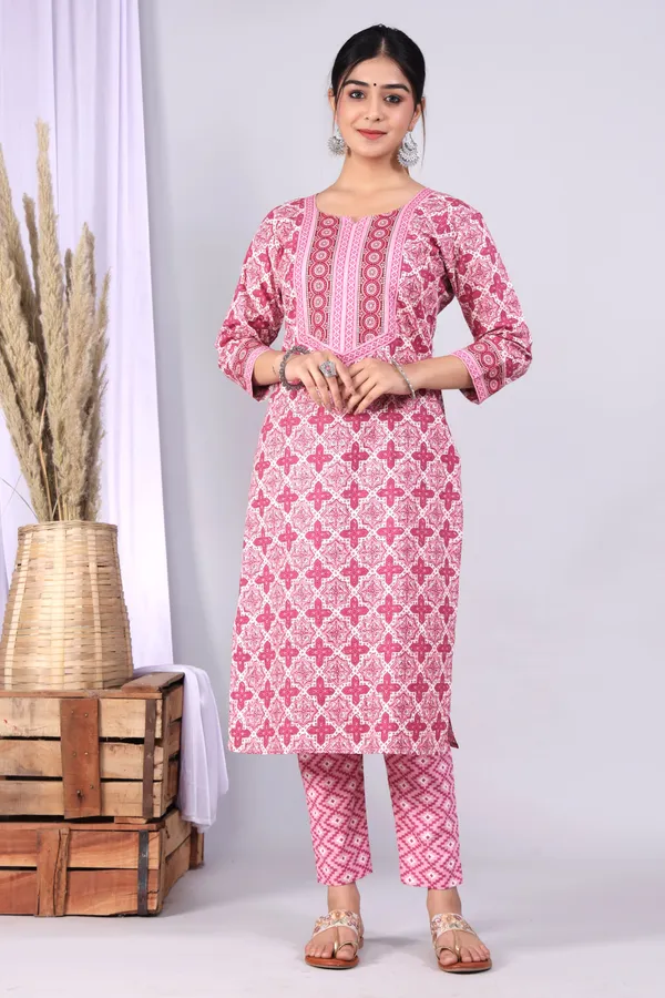 Pink_Pure_Cotton_Block_Printed_Casual_Wear_Kurti_For_women