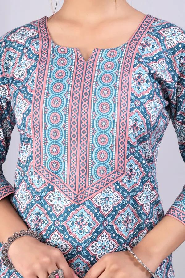 Turkish_Blue_Pure_Cotton_Printed_Casual_Wear_Kurti_For_Women