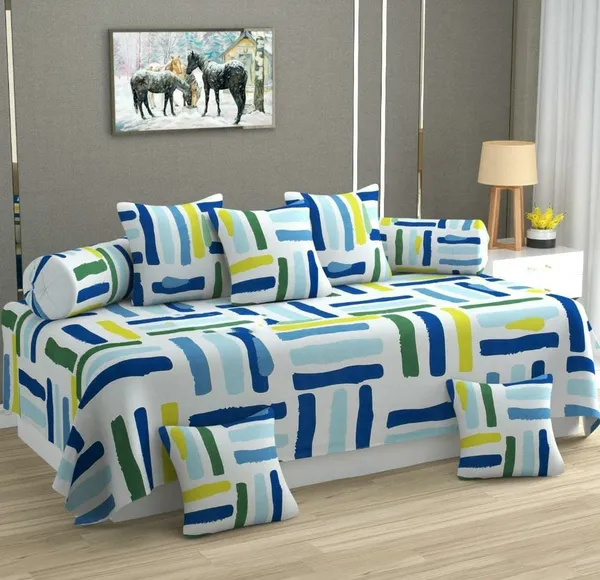 Supersoft_Cotton_220TC_Combo_of_8_Pcs_Diwan_Set_Covers_and_Double_Bed_Bedsheet_with_2_Pillow_Covers_-_Multicolor