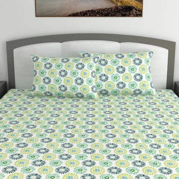 100%_Cotton_120_TC_Dahila_King_Bedsheet_2_Pillow_Covers,_Deep_Lake