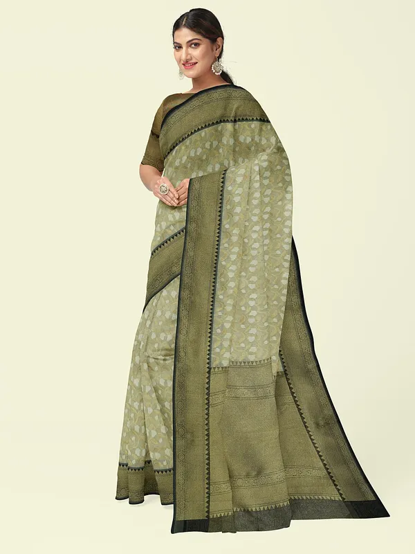 Off_White_Cotton_Blend_Banarasi_Sarees_For_Women