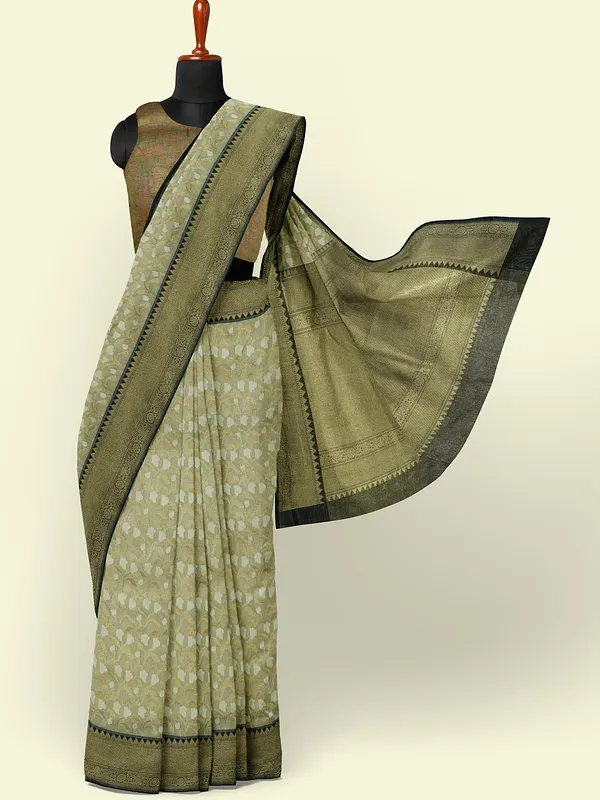 Off_White_Cotton_Blend_Banarasi_Sarees_For_Women