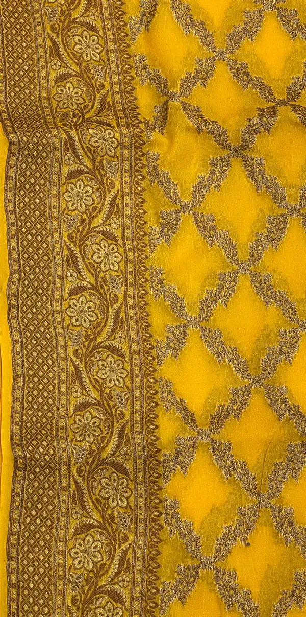 Humairah_Presents_Pure_Handwoven_Yellow_Chiffon_Kadiyal_Copper_Zari_Jaal_and_Resham_Mina_Zari_Boota_Pallu_with_Yellow_Blouse