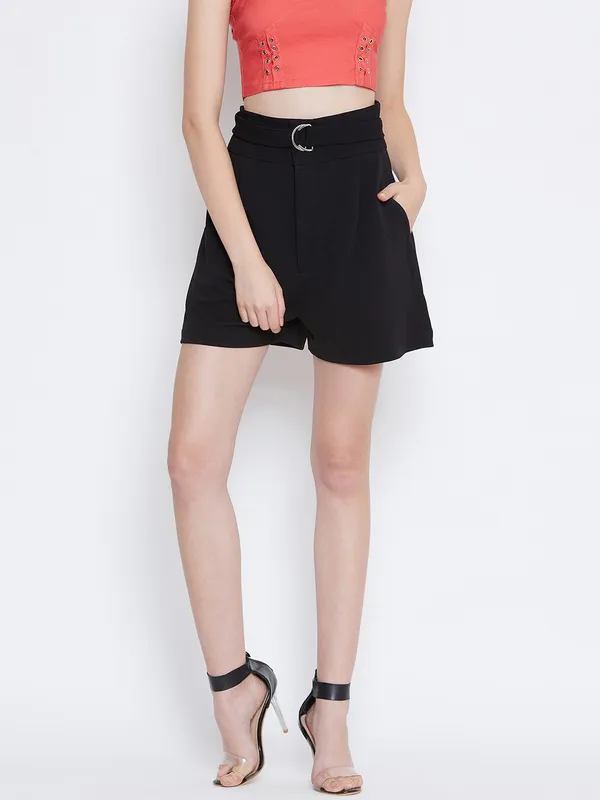 Black_Polyester_Short_For_Women