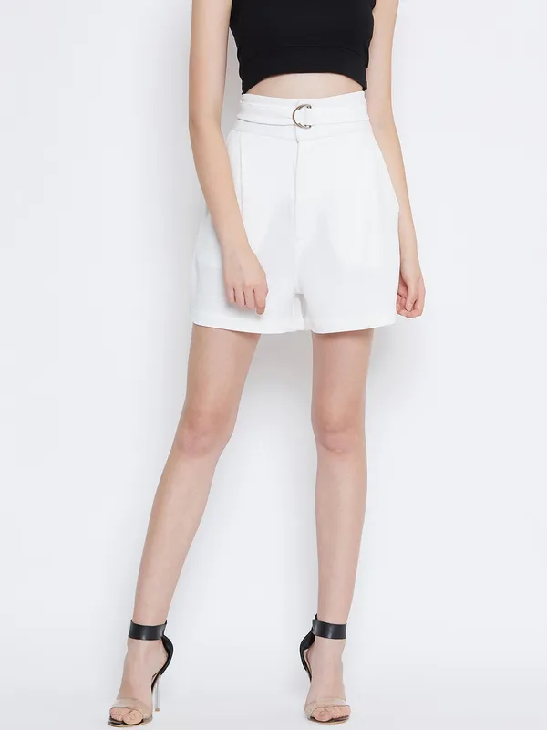White_Polyester_Short_For_Women
