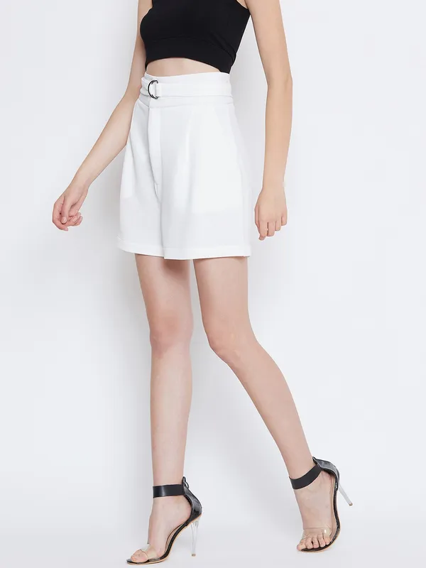 White_Polyester_Short_For_Women