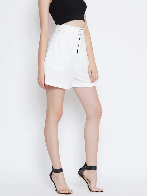 White_Polyester_Short_For_Women
