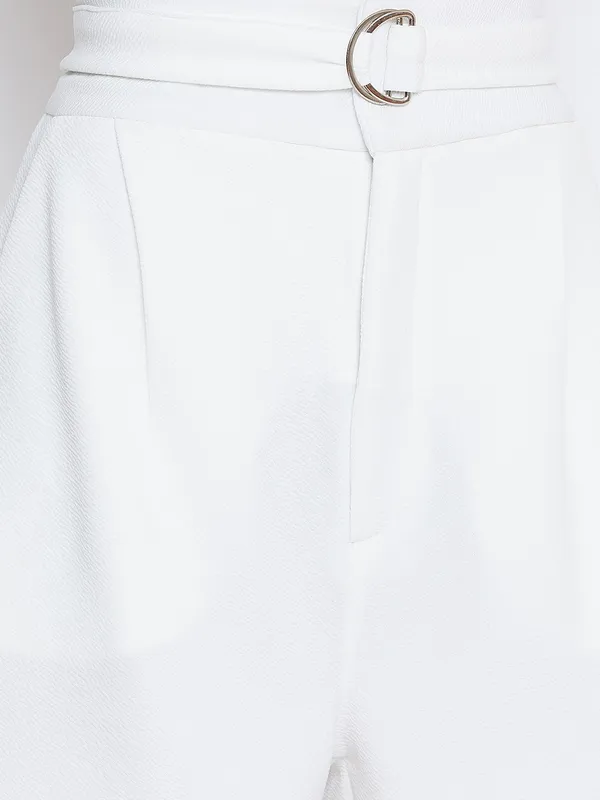 White_Polyester_Short_For_Women