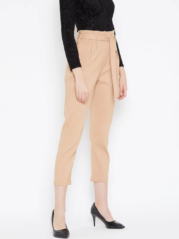 Beige_Viscose_Rayon_Trouser_For_Women