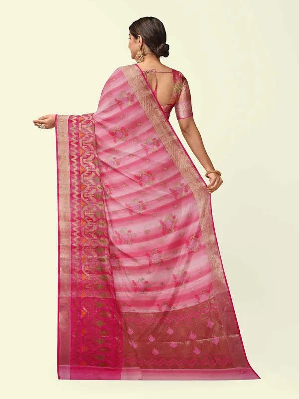 Pink_Matka_Silk/Silk_Blend_Banarasi_Sarees_For_Women