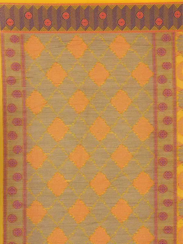 Yellow_Cotton_Blend_Banarasi_Sarees_For_Women