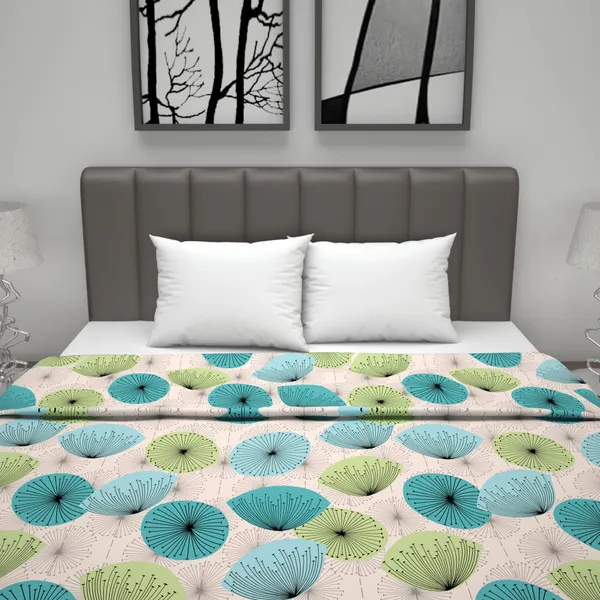100%_Cotton_Reversible_Lightweight_Printed_Double_Bed_AC_Dohar_Blanket_-_Sea_Green