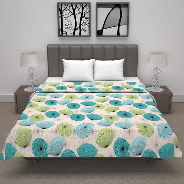 100%_Cotton_Reversible_Lightweight_Printed_Double_Bed_AC_Dohar_Blanket_-_Sea_Green