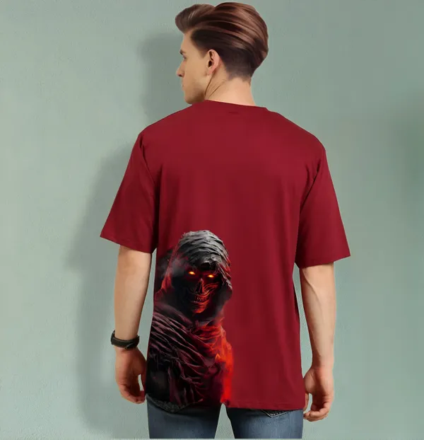 Maroon_Oversized_Printed_Half_Sleeve_Cotton_T-Shirt_For_Men
