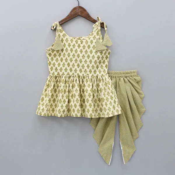 Green_Cotton_Blend_Printed_Dhoti_Kurta_Set_|_Readymade_Ethnic_Wear_Salwar_Suit_Set
