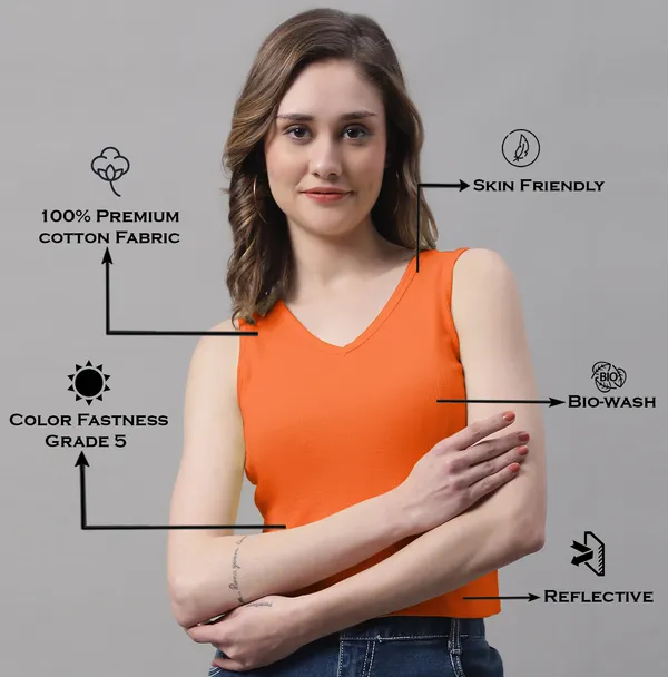 Orange_Cotton_Rib_Round_Neck_Sleeveless_Crop_Top_For_Women