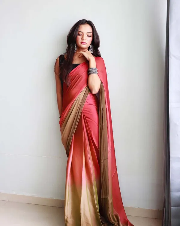 Red_And_Brown_Color_1-Minute_Ready_To_Wear_Naylon_Saree_With_Blouse_Piece