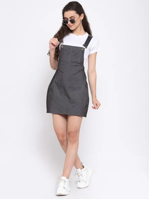 Zastraa_Black_Denim_Pinafore_Mini_Dress