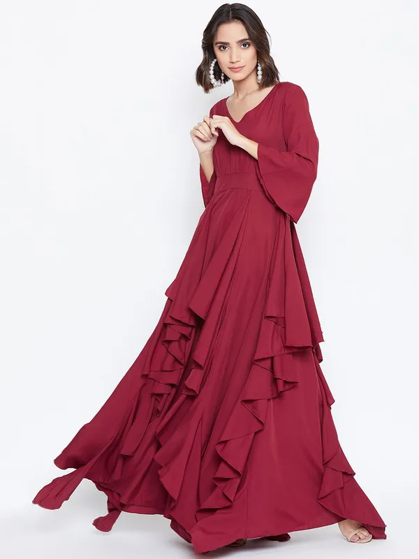 Maroon_Polyester_Dress_For_Women