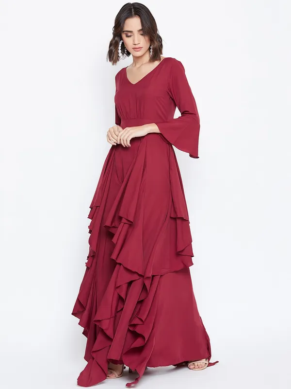 Maroon_Polyester_Dress_For_Women