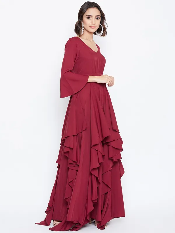 Maroon_Polyester_Dress_For_Women