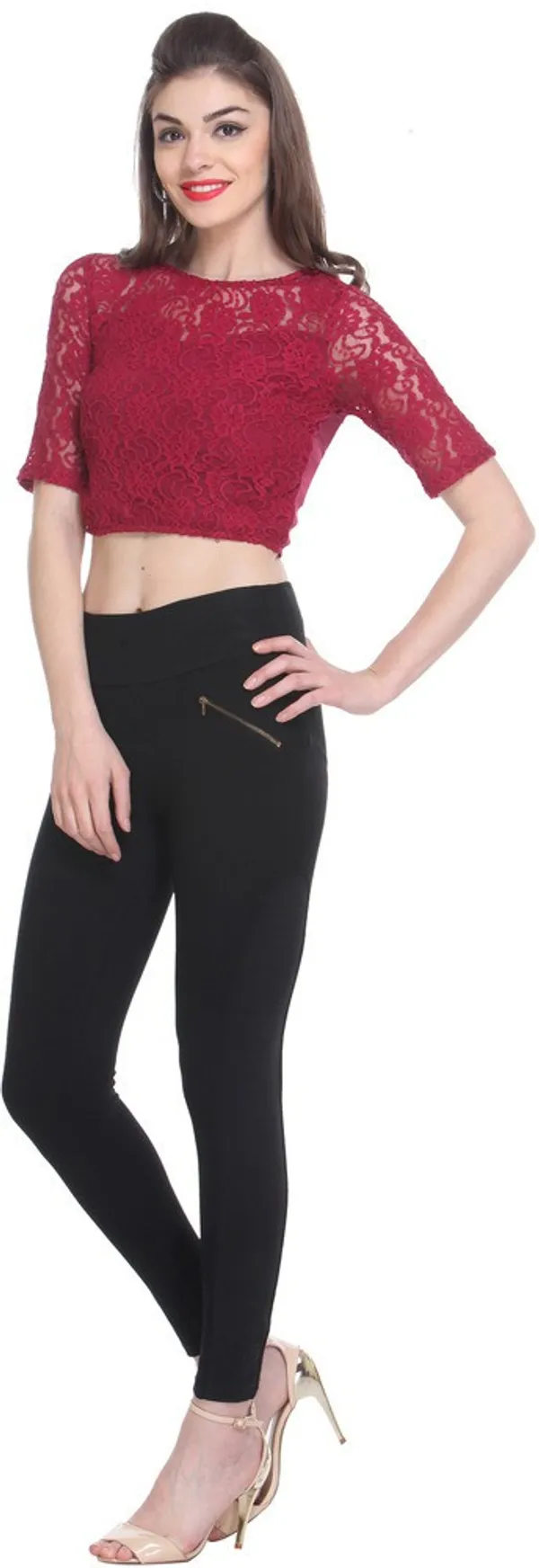 Zastraa_Maroon_Lace_Crop_Top