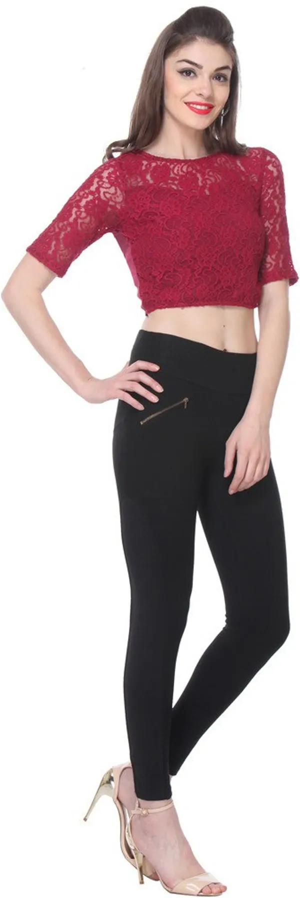 Zastraa_Maroon_Lace_Crop_Top